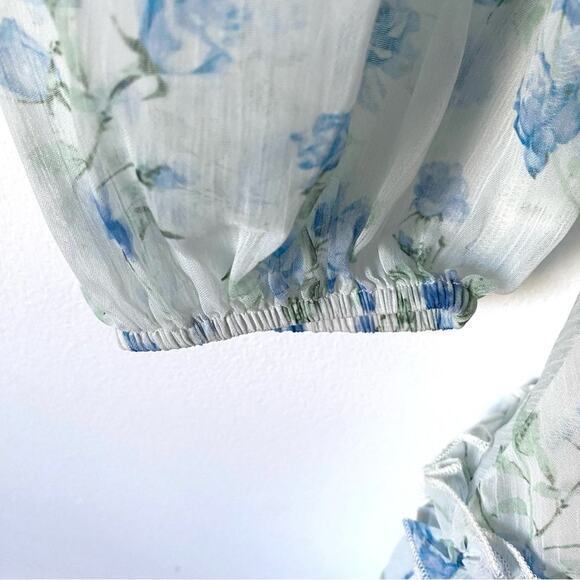 Rachel Parcell Floral Ruffle Mini Dress Blue White Size Large - Picture 8 of 8
